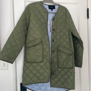 J Crew NWT quilted olive coat